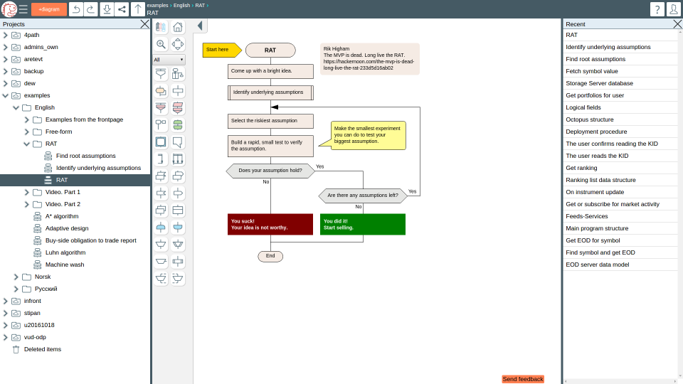 screenshot of DRAKON Editor Web